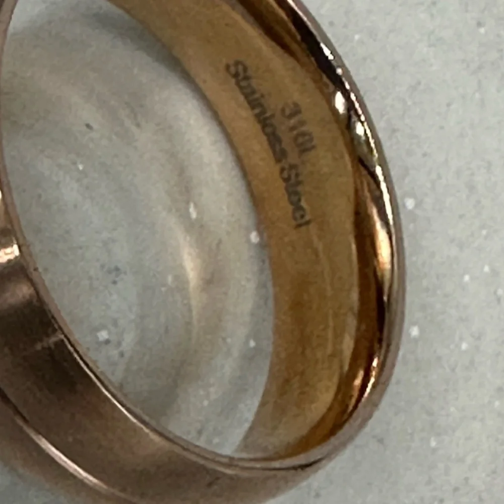 Stainless Steel Rose Gold Plated Groove Band Ring